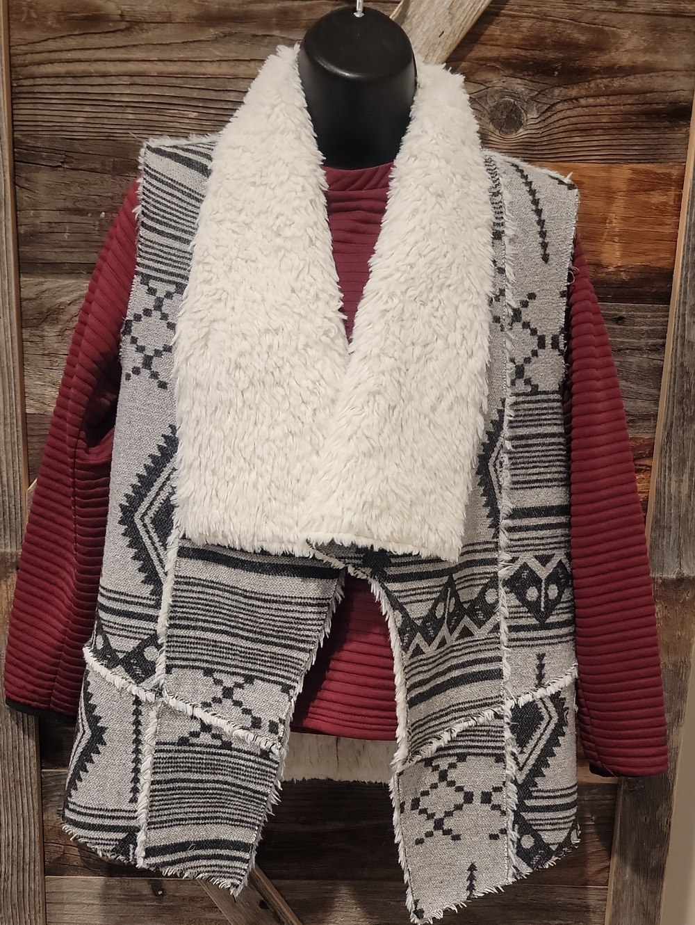 Mossimo Supply Co. Sherpa Aztec Open-Front Vest